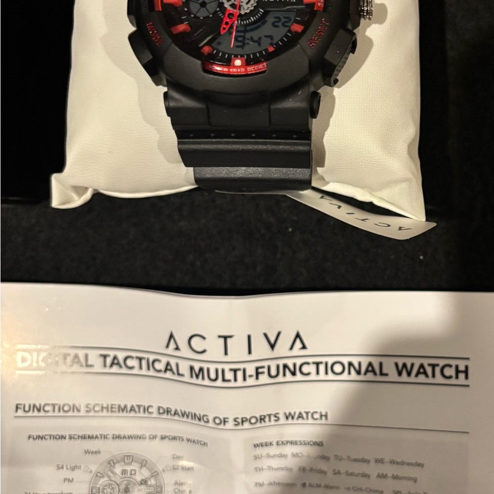 Activa Black and Red Tactical Multi-Functional Watch